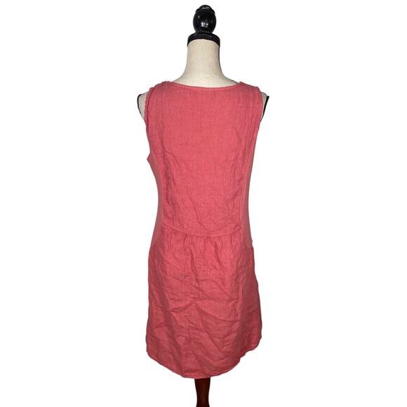 Lungo L'arnoPink 100% Linen Soutache Neck Dress     Size: M - Picture 5 of 6